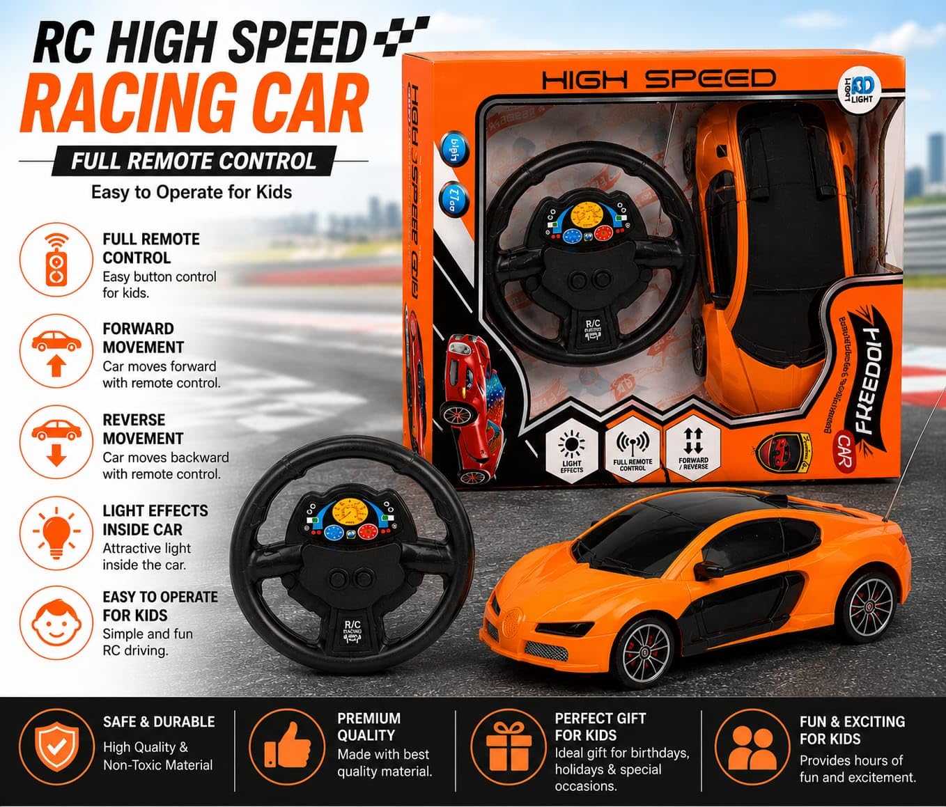 4x4 Monster Off-Road RC Car with Big Wheels, Shock Absorber & Rechargeable Battery